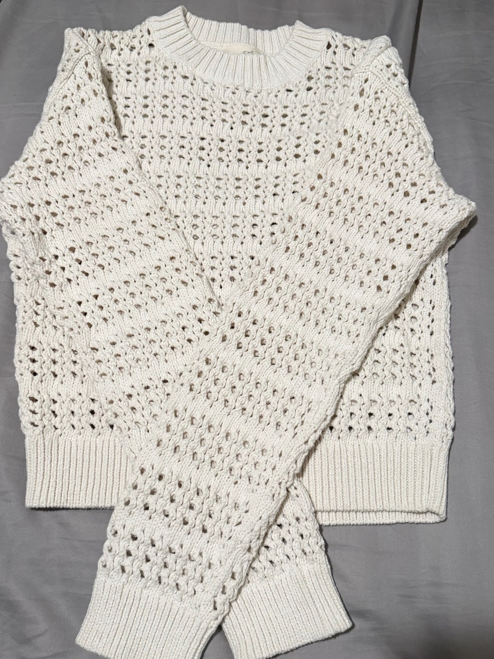 Universal Thread Ivory Open-Knit Crewneck Sweater